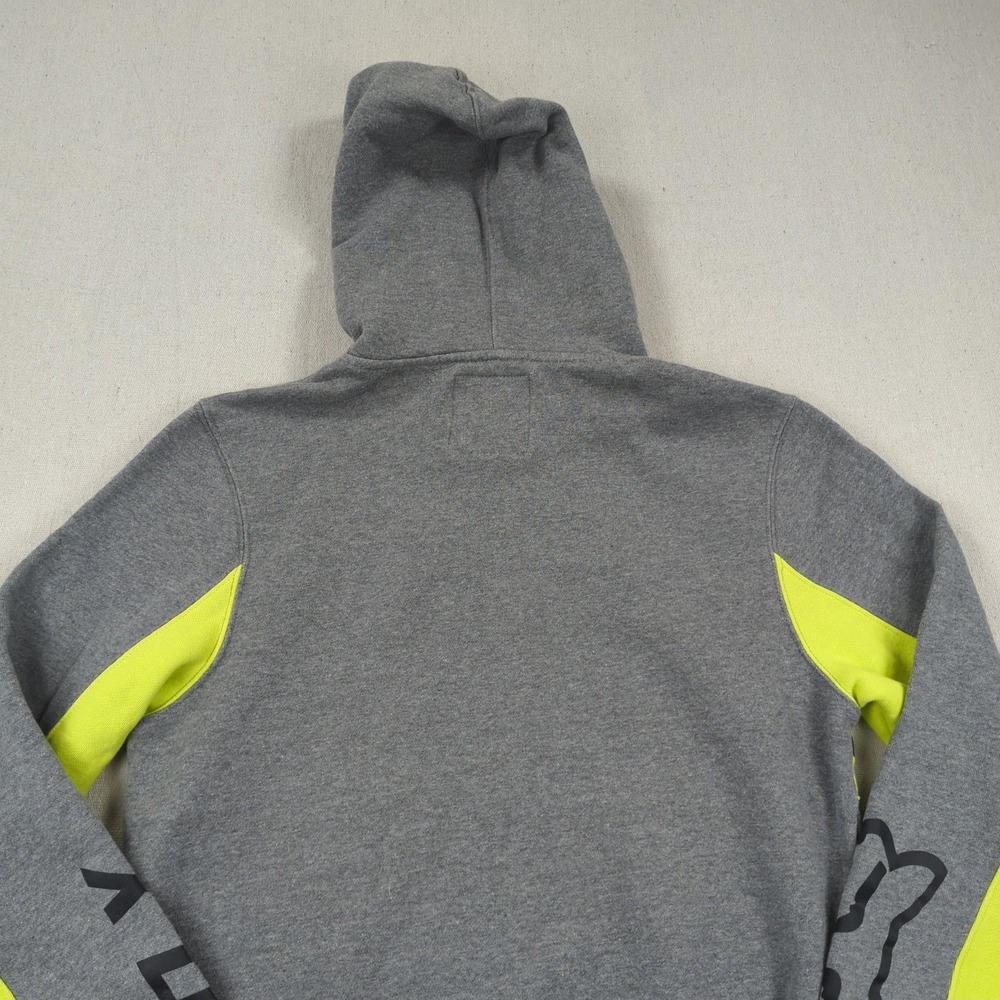 Fox Racing Hoodie Mens  Small Grey Yellow Activewear Pull Over‎ - Picture 11 of 13